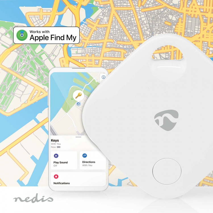 Nedis Nyckelfinnare | Kompatibel med: Apple Find My App | Batteridriven | 1x CR2032 | batterier medföljer | Bluetooth® verision: 5.1 | Batterilängd upp till: 1 år | Vit | 1 st Nedis Nyckelfinnare | Kompatibel med: Apple Find My App | Batteridriven | 1x CR2032 | batterier medföljer | Bluetooth® verision: 5.1 | Batterilängd upp till: 1 år | Vit | 1 st