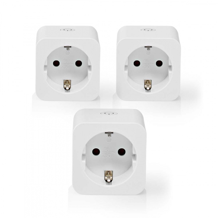 Nedis SmartLife Smart Plug | IP21 | Strömmätare | 3680 W | Type F (CEE 7/7) | 0 - 55 °C | Android™ / IOS | Vit | 3 st