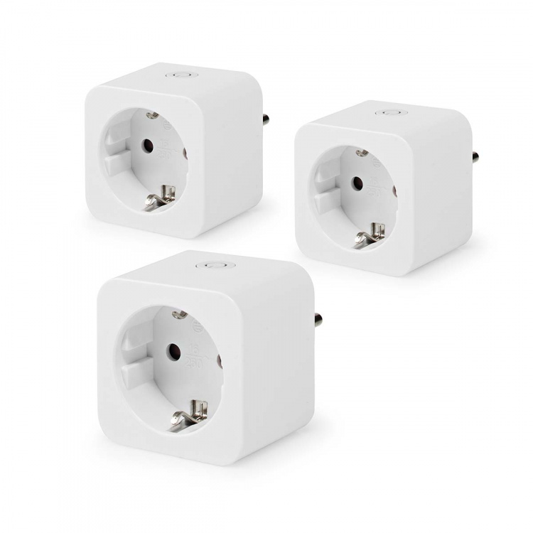 Nedis SmartLife Smart Plug | IP21 | Strömmätare | 3680 W | Type F (CEE 7/7) | 0 - 55 °C | Android™ / IOS | Vit | 3 st