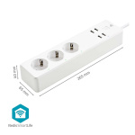 Nedis SmartLife Grenkontakt | 3x Jordad kontakt (CEE 7/3) / 4 x USB | 16 A | 3680 W | 1.80 m | -10 - 40 °C | Android™ / IOS | Vit Nedis SmartLife Grenkontakt | 3x Jordad kontakt (CEE 7/3) / 4 x USB | 16 A | 3680 W | 1.80 m | -10 - 40 °C | Android™ / IOS | Vit