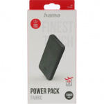 Hama Powerbank Fabric 10 000mAh Grå