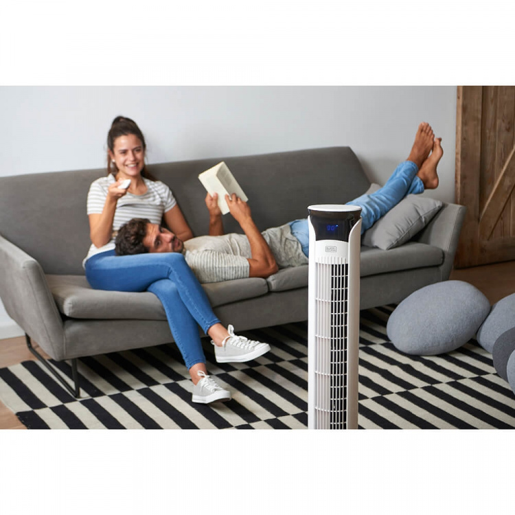 BLACK+DECKER Pelarfläkt Vit 102cm