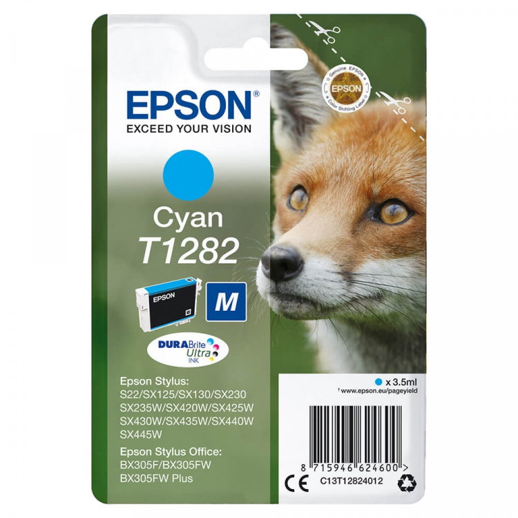 Epson Bläck C13T12824012 T1282 Cyan, Räv