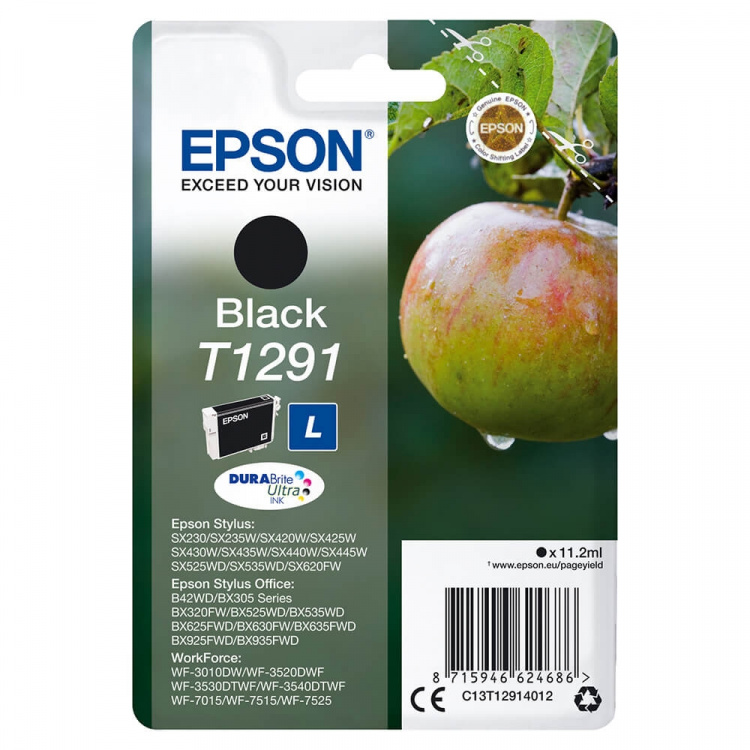 EPSON Bläck C13T12914012 T1291 Svart, Äpple EPSON Bläck C13T12914012 T1291 Svart, Äpple