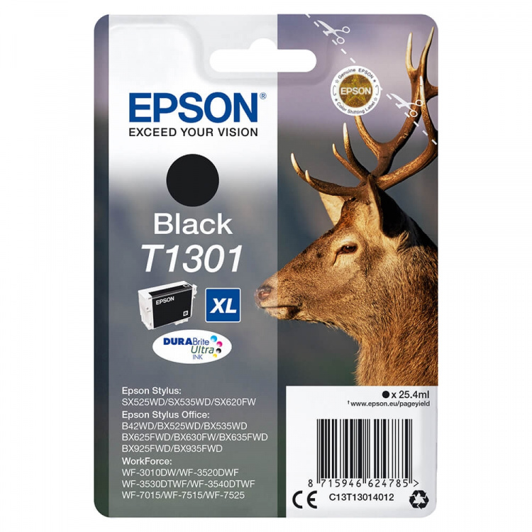 EPSON Bläck C13T13014012 T1301 Svart, Hjort