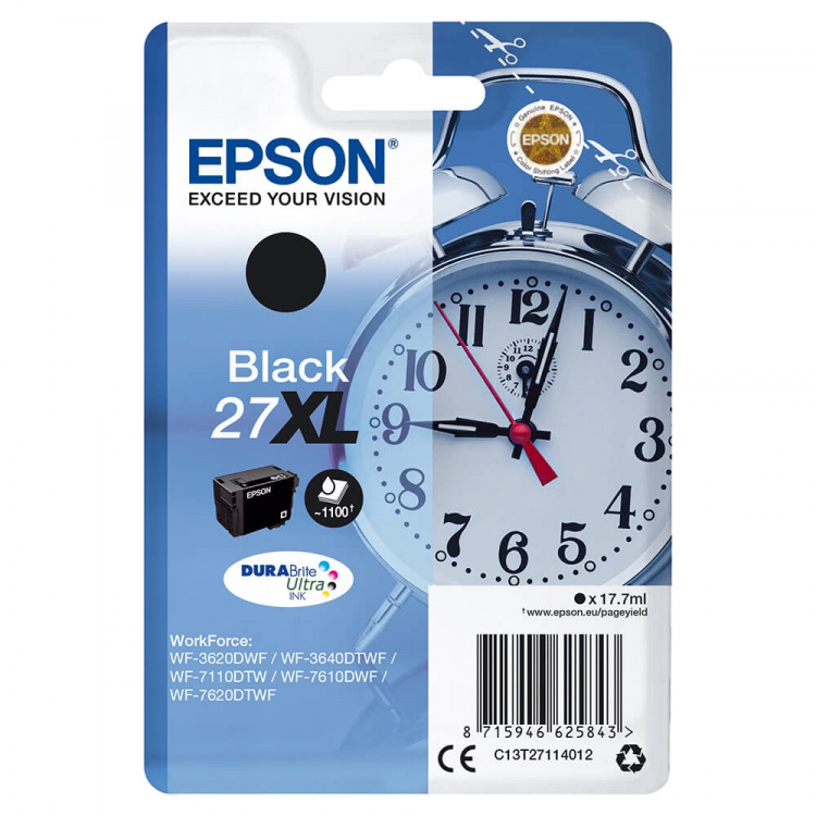 EPSON Bläck C13T27114012 27XL Svart, Väckarklocka EPSON Bläck C13T27114012 27XL Svart, Väckarklocka