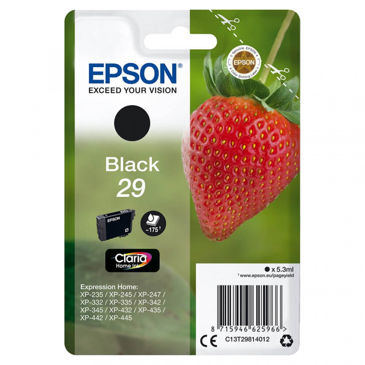 EPSON Bläck C13T29814012 29 Svart, Jordgubbe