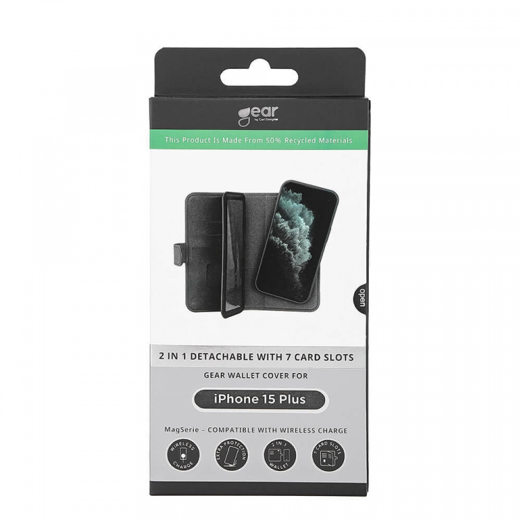 Gear Mobilfodral 2-i-1 7 Kortfack MagSeries Svart - iPhone 15 Plus