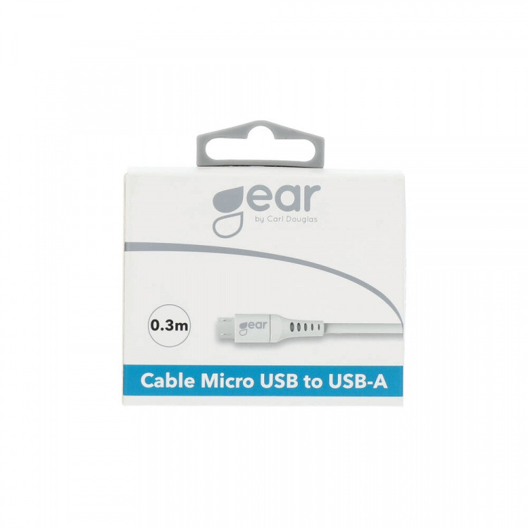 Gear Rund Laddkabel MicroUSB till USB-A 0.3m Vit Gear Rund Laddkabel MicroUSB till USB-A 0.3m Vit