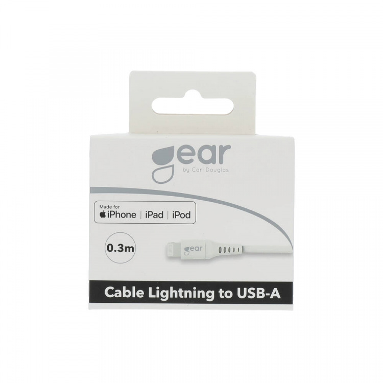 Gear Rund Laddkabel Lightning till USB-A 0.3m Vit MFI Gear Rund Laddkabel Lightning till USB-A 0.3m Vit MFI