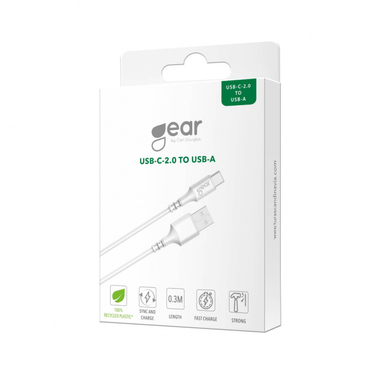 Gear Laddkabel USB-A till USB-C 2.0 0.3m Vit Rund Gear Laddkabel USB-A till USB-C 2.0 0.3m Vit Rund