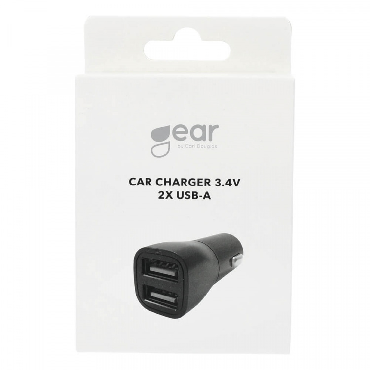 Gear Laddare 12/24V 2xUSB-A 3,4A Svart