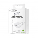 Gear Laddare 220V 1xUSB 2,4A Vit Lightning Kabel 1m MFI C89 Gear Laddare 220V 1xUSB 2,4A Vit Lightning Kabel 1m MFI C89