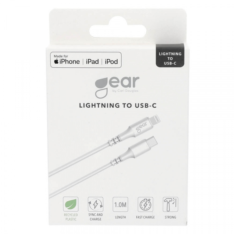 Gear Laddkabel USB-C till Lightning 1m Vit MFI C94 Gear Laddkabel USB-C till Lightning 1m Vit MFI C94