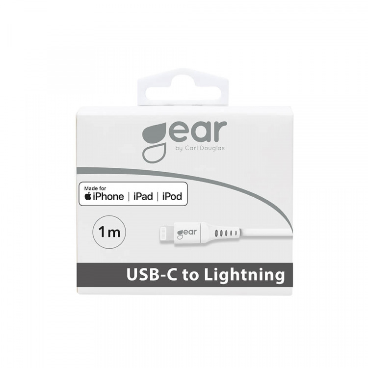 Gear Laddkabel USB-C till Lightning 1m Vit MFI C94 Gear Laddkabel USB-C till Lightning 1m Vit MFI C94