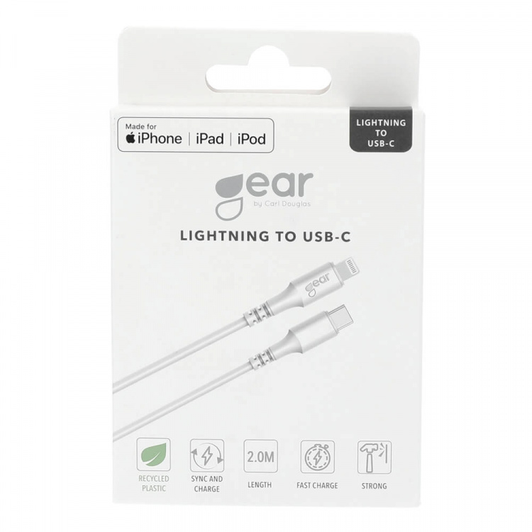 Gear Laddkabel USB-C till Lightning 2m Vit MFI C94