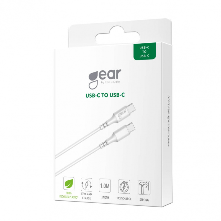 Gear Laddkabel USB-C till USB-C 2.0 1m Kabel Vit
