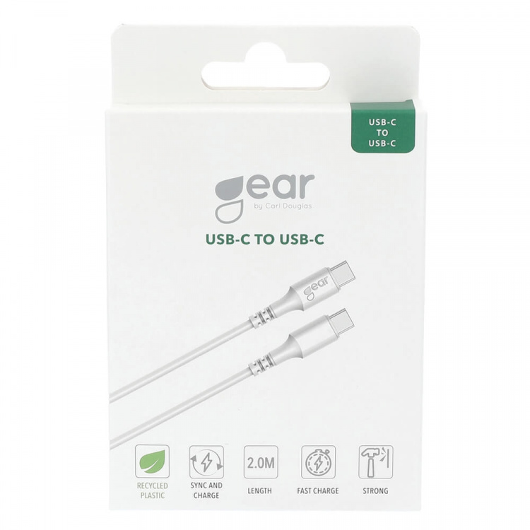 Gear Laddkabel USB-C till USB-C 2.0 2m Kabel Vit Gear Laddkabel USB-C till USB-C 2.0 2m Kabel Vit