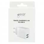 Gear Laddare 220V 2xUSB-A 3,4A Vit Gear Laddare 220V 2xUSB-A 3,4A Vit