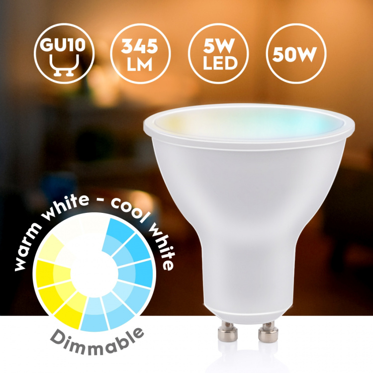 Alpina WiFi Smart GU10 LED Varm-/Kallvit 4,9W 470 lm