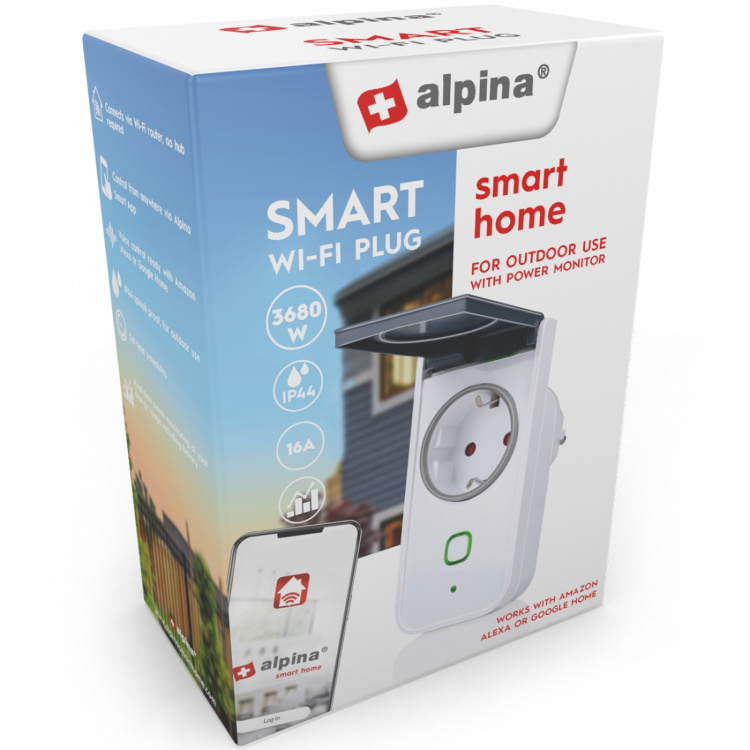 Alpina WiFi Smart Plug Utomhus 3680W + Energimätning Alpina WiFi Smart Plug Utomhus 3680W + Energimätning