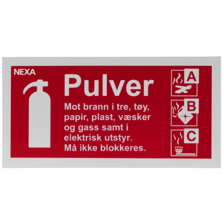 Nexa BSP-1020 Skylt för pulversläckare