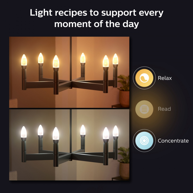 Philips Hue White Ambiance Filament E14 Kron 350 lm 2-pack