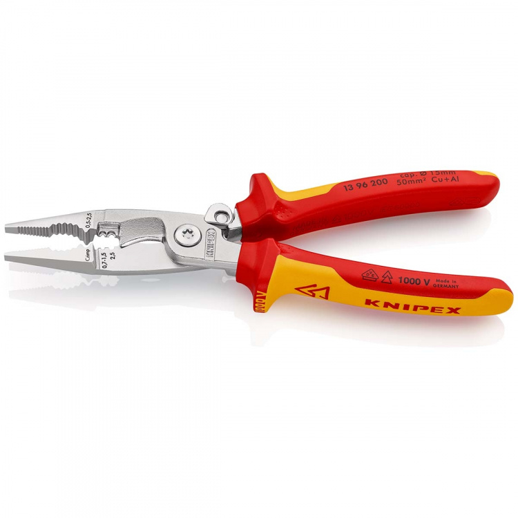 KNIPEX Elektrikertång med kabelsax VDE:0.7...1.5 mm² 200 mm
