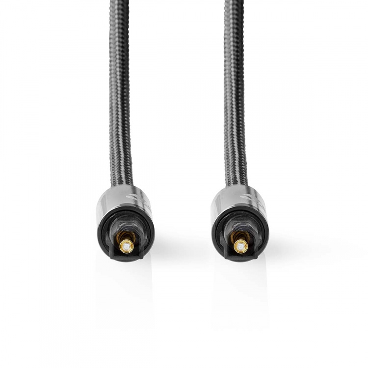 Nedis Optisk ljudkabel | TosLink Hane | TosLink Hane | 5.00 m | Rund | Flätad | Grått Med Metall | Kartong med täckt fönster