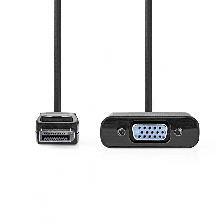 Nedis Displayport-adapter | DisplayPort Hane | VGA hona 15p | 1080p | Nickelplaterad | 0.20 m | Rund | Svart | Låda