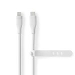 Nedis Lightning Kabel | USB 2.0 | Apple Lightning, 8-stifts | USB-C™ Hane | 480 Mbps | Nickelplaterad | 1.50 m | Rund | Silikon | Vit | Låda