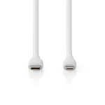 Nedis Lightning Kabel | USB 2.0 | Apple Lightning, 8-stifts | USB-C™ Hane | 480 Mbps | Nickelplaterad | 1.50 m | Rund | Silikon | Vit | Låda