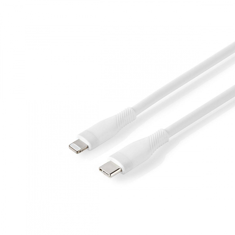 Nedis Lightning Kabel | USB 2.0 | Apple Lightning, 8-stifts | USB-C™ Hane | 480 Mbps | Nickelplaterad | 1.50 m | Rund | Silikon | Vit | Låda