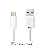 Nedis Lightning Kabel | USB 2.0 | Apple Lightning, 8-stifts | USB-A Hane | 480 Mbps | Nickelplaterad | 2.00 m | Rund | PVC | Vit | Label Nedis Lightning Kabel | USB 2.0 | Apple Lightning, 8-stifts | USB-A Hane | 480 Mbps | Nickelplaterad | 2.00 m | Rund | PVC | Vit | Label