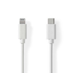 Nedis Lightning Kabel | USB 2.0 | Apple Lightning, 8-stifts | USB-C™ Hane | 480 Mbps | Nickelplaterad | 1.00 m | Rund | PVC | Vit | Label Nedis Lightning Kabel | USB 2.0 | Apple Lightning, 8-stifts | USB-C™ Hane | 480 Mbps | Nickelplaterad | 1.00 m | Rund | PVC | Vit | Label