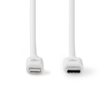 Nedis Lightning Kabel | USB 2.0 | Apple Lightning, 8-stifts | USB-C™ Hane | 480 Mbps | Nickelplaterad | 2.00 m | Rund | PVC | Vit | Label Nedis Lightning Kabel | USB 2.0 | Apple Lightning, 8-stifts | USB-C™ Hane | 480 Mbps | Nickelplaterad | 2.00 m | Rund | PVC | Vit | Label
