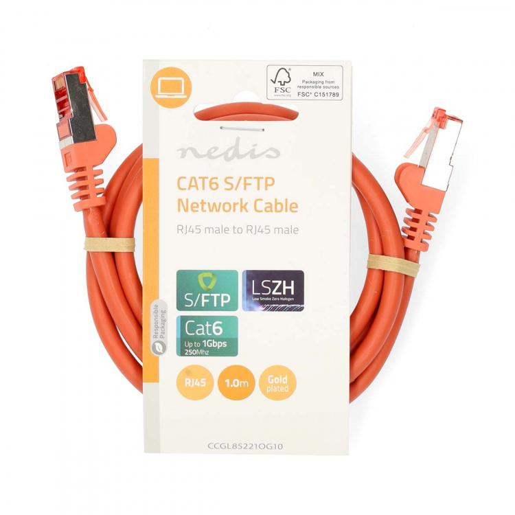 Nedis CAT6 Nätverkskabel | RJ45 hane | RJ45 hane | S/FTP | 1.00 m | Rund | LSZH | Orange | Label Nedis CAT6 Nätverkskabel | RJ45 hane | RJ45 hane | S/FTP | 1.00 m | Rund | LSZH | Orange | Label