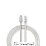 Nedis Lightning Kabel | USB 2.0 | USB-C™ Hane | Apple Lightning, 8-stifts | 480 Mbps | Guldplaterad | 2.00 m | Rund | Flätad / Nylon | Aluminium | Kartong med täckt fönster