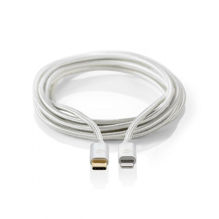 Nedis Lightning Kabel | USB 2.0 | USB-C™ Hane | Apple Lightning, 8-stifts | 480 Mbps | Guldplaterad | 2.00 m | Rund | Flätad / Nylon | Aluminium | Kartong med täckt fönster