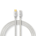 Nedis Lightning Kabel | USB 2.0 | USB-C™ Hane | Apple Lightning, 8-stifts | 480 Mbps | Guldplaterad | 2.00 m | Rund | Flätad / Nylon | Aluminium | Kartong med täckt fönster
