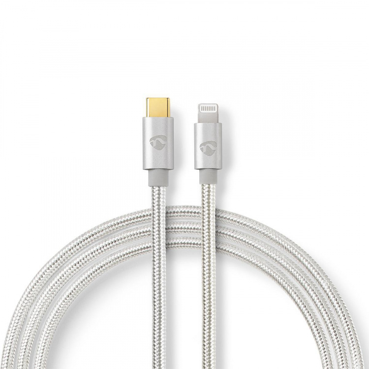 Nedis Lightning Kabel | USB 2.0 | USB-C™ Hane | Apple Lightning, 8-stifts | 480 Mbps | Guldplaterad | 2.00 m | Rund | Flätad / Nylon | Aluminium | Kartong med täckt fönster
