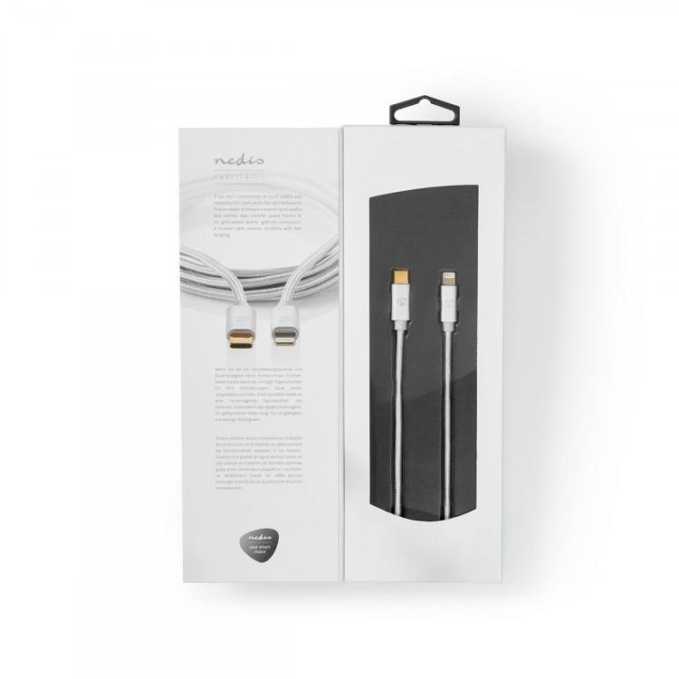 Nedis Lightning Kabel | USB 2.0 | USB-C™ Hane | Apple Lightning, 8-stifts | 480 Mbps | Guldplaterad | 2.00 m | Rund | Flätad / Nylon | Aluminium | Kartong med täckt fönster