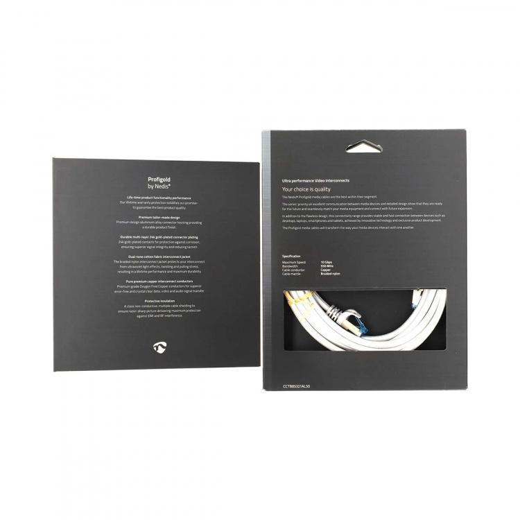 Nedis CAT6a nätverkskabel | S/FTP | RJ45 hane | RJ45 hane | 5.00 m | Snagless | Rund | Flätad / PVC | Silver | Kartong med täckt fönster Nedis CAT6a nätverkskabel | S/FTP | RJ45 hane | RJ45 hane | 5.00 m | Snagless | Rund | Flätad / PVC | Silver | Kartong med täckt fönster