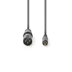 Nedis Obalanserad ljudkabel | XLR 3-stifts hane | RCA Hane | Nickelplaterad | 3.00 m | Rund | PVC | Mörkgrå | Kartonghylsa