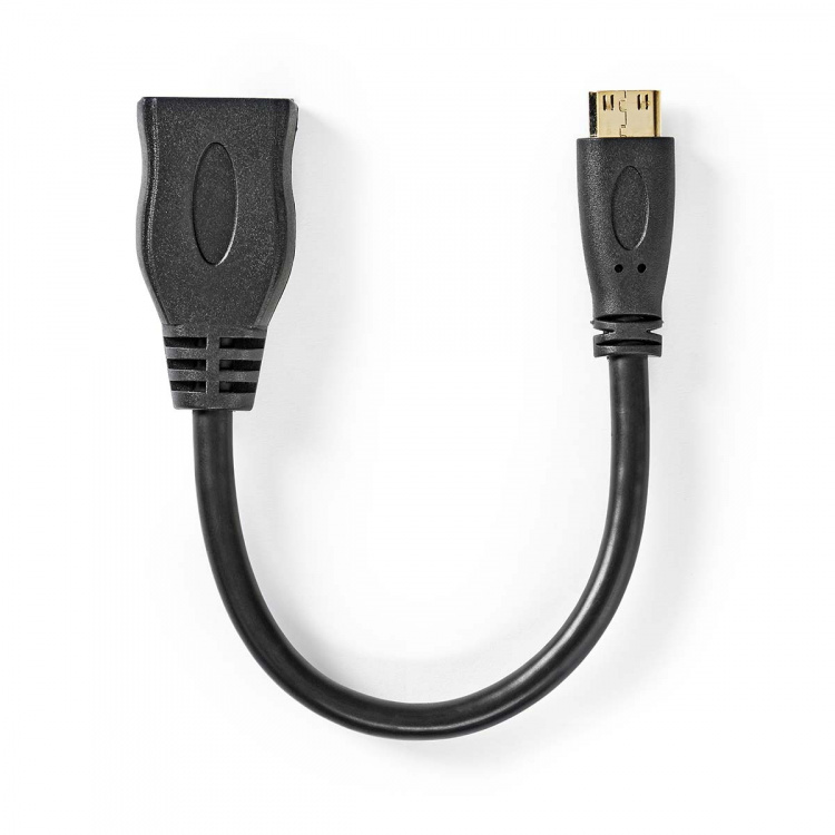Nedis High Speed HDMI ™ kabel med Ethernet | HDMI™ Mini kontakt | HDMI™ Utgång | 4K@30Hz | 10.2 Gbps | 0.20 m | Rund | PVC | Svart | Låda Nedis High Speed HDMI ™ kabel med Ethernet | HDMI™ Mini kontakt | HDMI™ Utgång | 4K@30Hz | 10.2 Gbps | 0.20 m | Rund | PVC | Svart | Låda