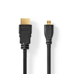 Nedis High Speed ​​HDMI ™ kabel med Ethernet | HDMI™ Kontakt | HDMI™ Micro kontakt | 4K@30Hz | 10.2 Gbps | 1.50 m | Rund | PVC | Svart | Label