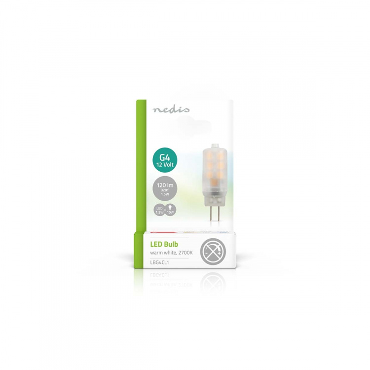 Nedis LED Lampa G4 | 1.5 W | 120 lm | 2700 K | Varm Vit | Antal lampor i förpackning: 1 st Nedis LED Lampa G4 | 1.5 W | 120 lm | 2700 K | Varm Vit | Antal lampor i förpackning: 1 st