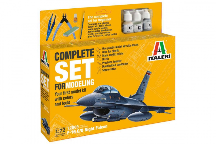 ITALERI 1:72 Complete modeling set F-16 C/D Night Falcon