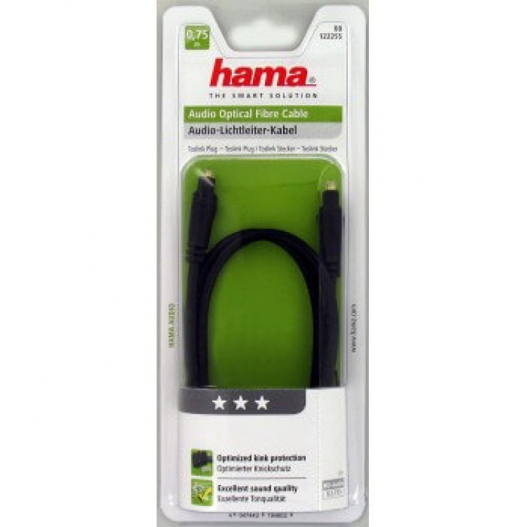 Hama Kabel Audio Optisk Guld Svart 0.75m Hama Kabel Audio Optisk Guld Svart 0.75m
