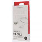 Hama Laddkabel USB-A till Lightning Vit 1.0m Hama Laddkabel USB-A till Lightning Vit 1.0m